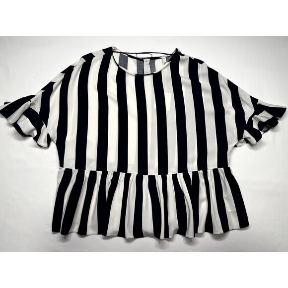 Zara TRF Collection Black and White Striped Top NWT - Picture 8 of 8